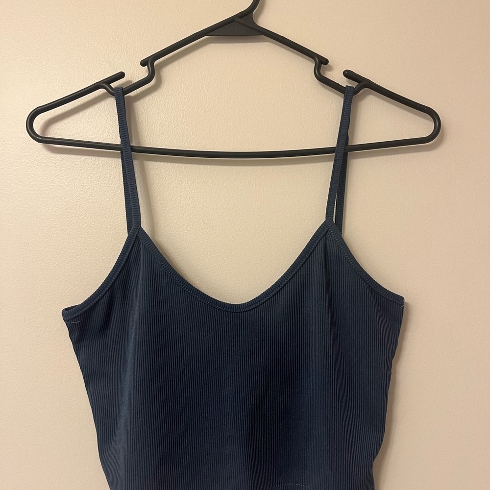 Women's Navy Blue Ribbed Crop Top